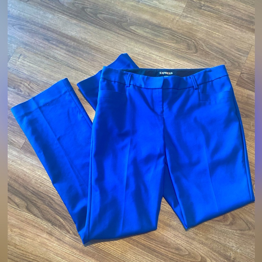 Express blue women’s flare low rise pants